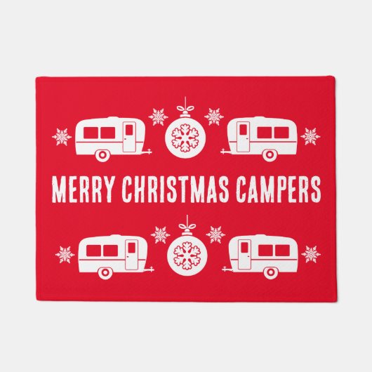 Caravan Happy Kerstmis Camping Deurmat (Voorkant)
