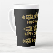 Caravan Happy Kerstmis Camping Latte Mok (Linkerhoek)