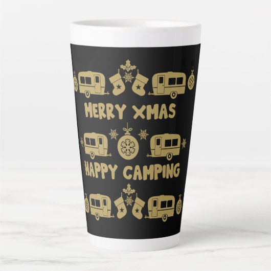 Caravan Happy Kerstmis Camping Latte Mok (Voorkant)