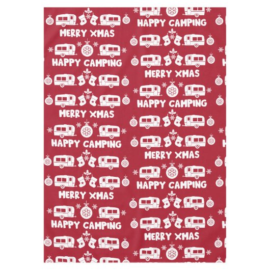 Caravan Happy Kerstmis Camping Tafelkleed (Voorkant)