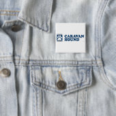 Caravan Hound Blue Vierkante Button 5,1 Cm (In situ)