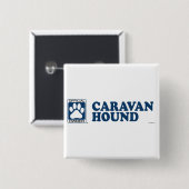 Caravan Hound Blue Vierkante Button 5,1 Cm (Voorkant /achterkant)
