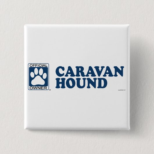 Caravan Hound Blue Vierkante Button 5,1 Cm (Voorkant)