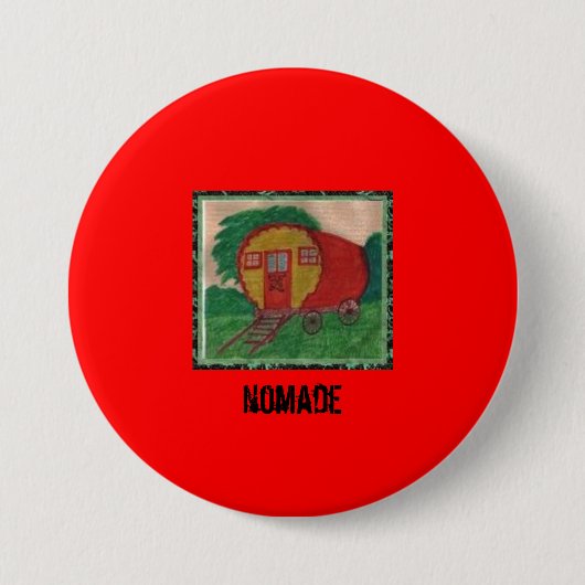 CARAVAN NOMAD PIN in RED Ronde Button 7,6 Cm (Voorkant)