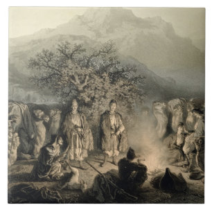 Caravan of Armenian Merchants, Transkaukasia, plat Tegeltje