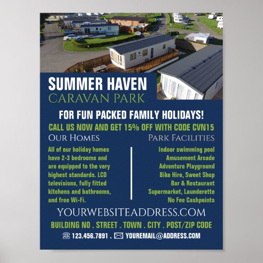 Caravan Park, Holiday Park Adverteren Poster (Voorkant)