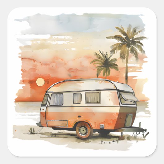 Caravan Vierkante Sticker (Voorkant)