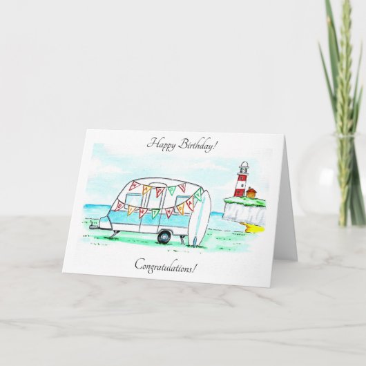Caravane et Bunting carte d'anniversaire (Devant)