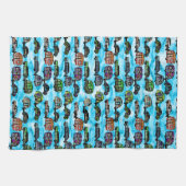 Caravanes colorées avec la serviette de plat bleue (Horizontal)