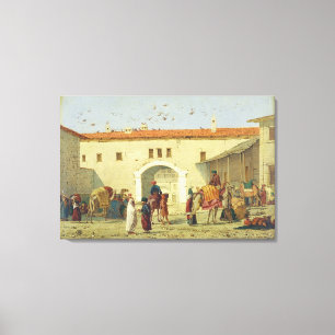 Caravansary at Mylasa, Turkije, 1845 (olie op het  Canvas Afdruk