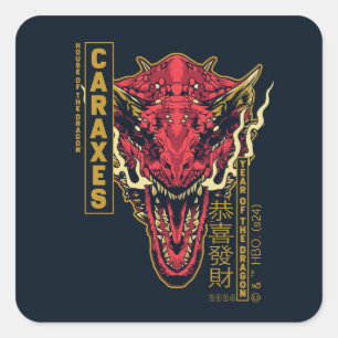 Caraxes Hoofd Jaar van de Draak   恭喜發財 Vierkante Sticker