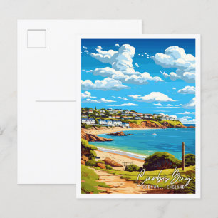 Carbis Bay Cornwall Engeland vintage reizen Briefkaart
