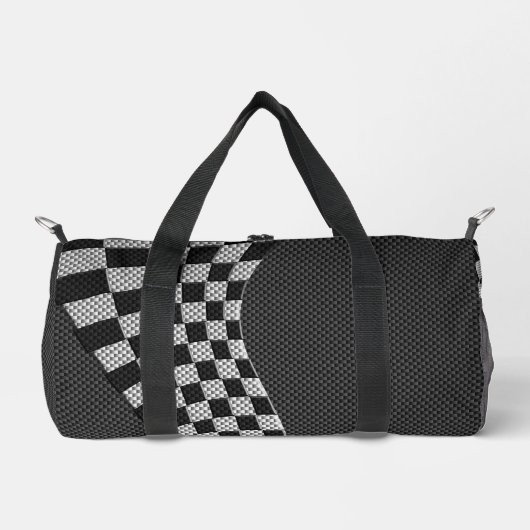 Carbon Fiber Style Geruite Racing Flag Wave Plunjezak (Voorkant)