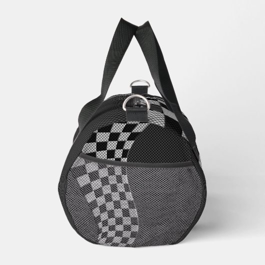 Carbon Fiber Style Geruite Racing Flag Wave Plunjezak (Rechts)