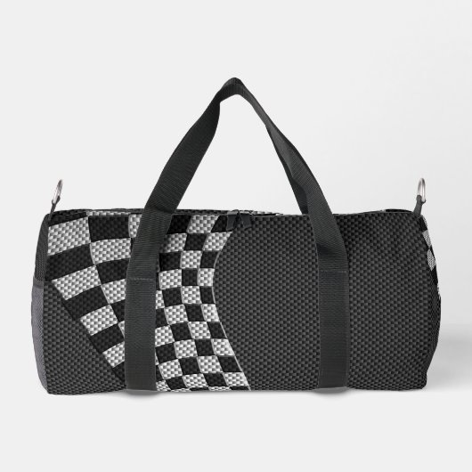 Carbon Fiber Style Geruite Racing Flag Wave Plunjezak (Achterkant)