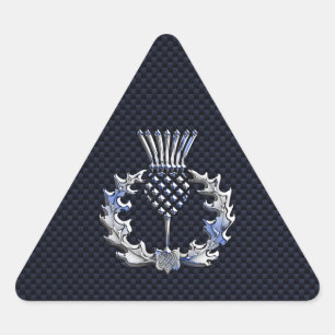Carbon Fibre Print Silver Scottish Thistle Driehoek Sticker