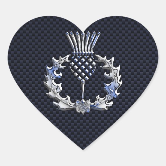 Carbon Fibre Print Silver Scottish Thistle Hart Sticker (Voorkant)