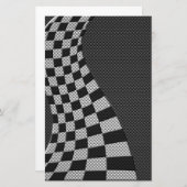Carbon Fibre Style Racing Flag Wave Print Briefpapier (Voorkant / Achterkant)