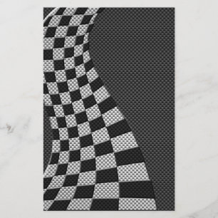 Carbon Fibre Style Racing Flag Wave Print Briefpapier