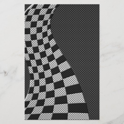 Carbon Fibre Style Racing Flag Wave Print Briefpapier (Voorkant)