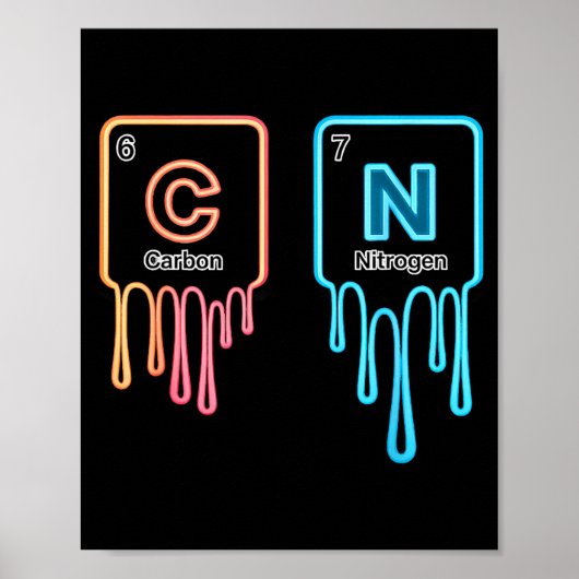 Carbon Nitrogen Science Design Fun Chemistry Lover Poster (Voorkant)