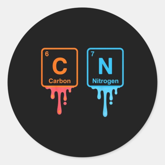 Carbon Nitrogen Science Design Fun Chemistry Lover Ronde Sticker (Voorkant)