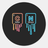 Carbon Nitrogen Science Design Fun Chemistry Lover Ronde Sticker (Voorkant)