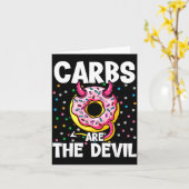 Carbs Are The Devil Funny Donut Diet New Year's Re Kaart (Gele Bloem)