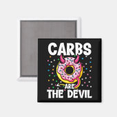 Carbs Are The Devil Funny Donut Diet New Year's Re Magneet (Voorkant / Achterkant)