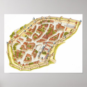 Carcassonne France. Uitzicht Poster