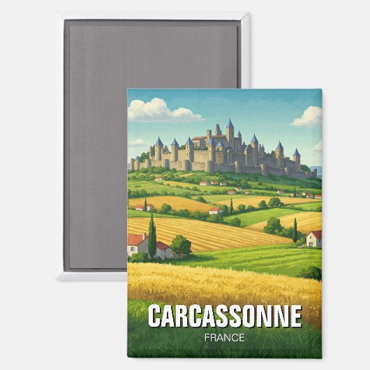 Carcassonne Frankrijk Reizen Magneet (Voorkant / Achterkant)