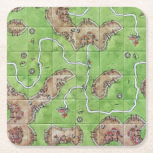 Carcassonne Tile Vierkante Kartonnen Onderzetter