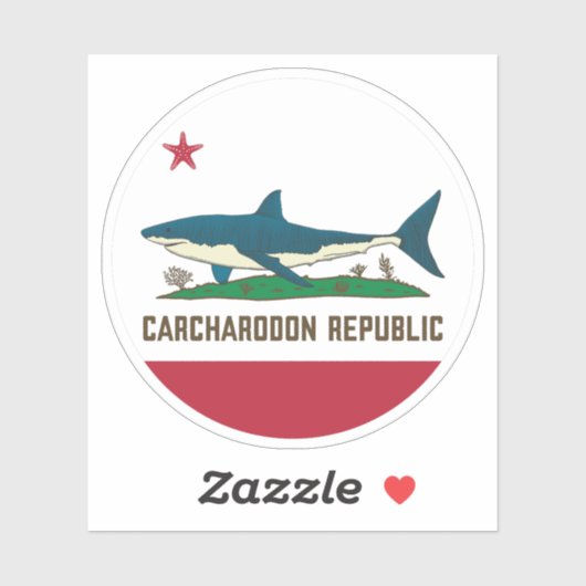 Carcharodon Republic California Flag White Shark Sticker (Vel)