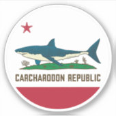 Carcharodon Republic California Flag White Shark Sticker (Voorkant)