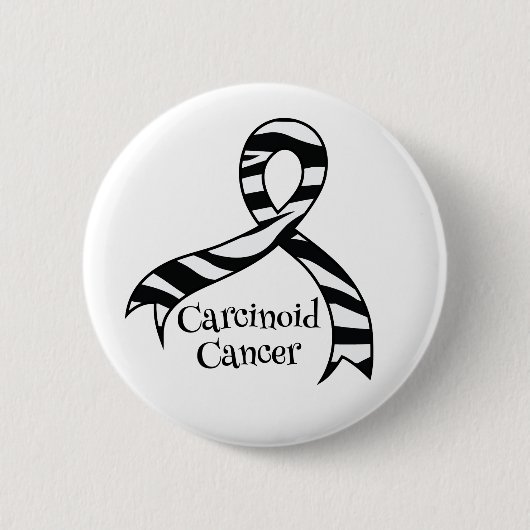 Carcinoïde kanker Awareness Zebra Ribbon Button (Voorkant)