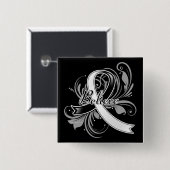 Carcinoïde kanker Believe Flourish Ribbon Vierkante Button 5,1 Cm (Voorkant /achterkant)
