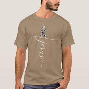 Carcinoïde kanker Bewustmaking Jesus Zebra Ribbon T-shirt