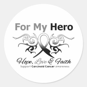 Carcinoïde kanker Tribal Ribbon Hero Ronde Sticker