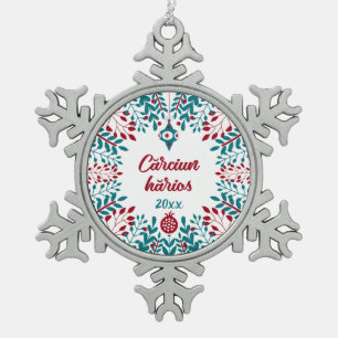Cărciun hărios, Aromanian Vlach-kerstgroet Tin Sneeuwvlok Ornament