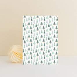 Card (10,8 x 14,2 cm) - Christmas Trees Pattern Briefkaart