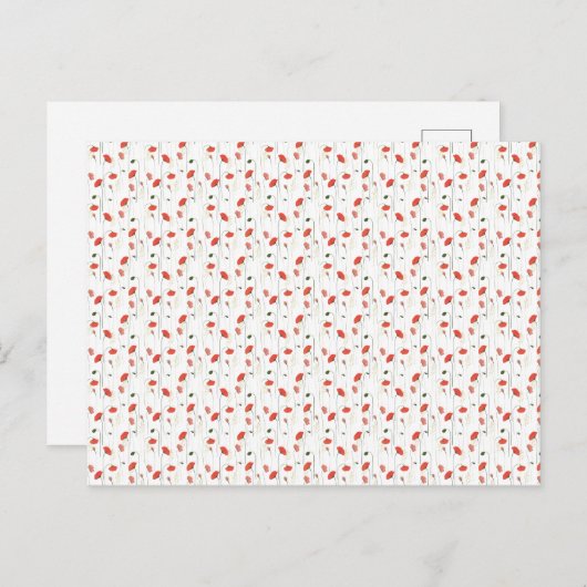 Card (10,8 x 14,2 cm) - Red Floral Pattern Briefkaart (Voorkant / Achterkant)