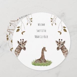 Card (Circle) - Birth Announcement Giraffe Kaart