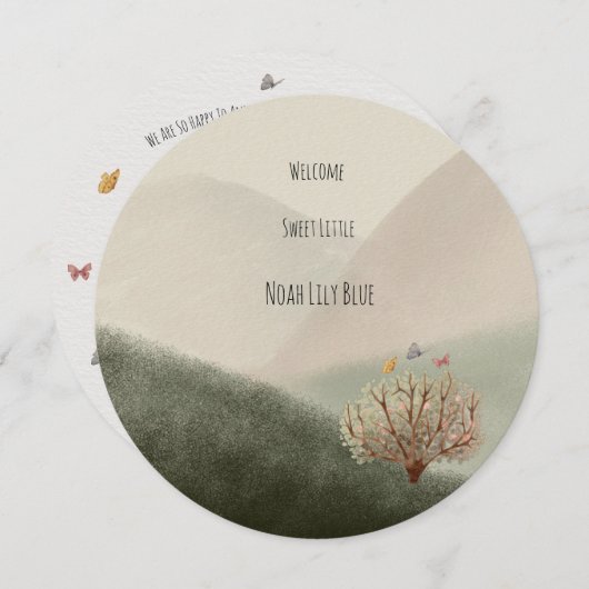 Card (Circle) - Birth Announcement Kaart (Voorkant / Achterkant)