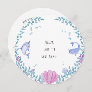 Card (Circle) - Birth Announcement Ocean Kaart