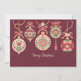 Card of Christmas Ornaments With Floral Patterns Notitiekaartje