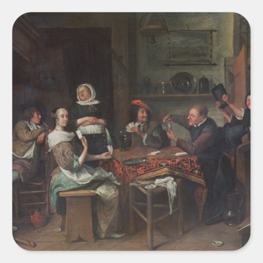 Card Players Vierkante Sticker (Voorkant)