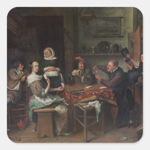 Card Players Vierkante Sticker