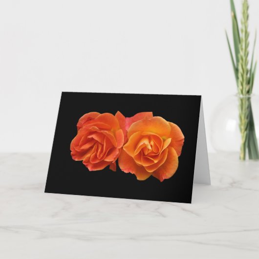 Card, Two Perfect Apricot Roses" Kaart (Voorkant)