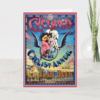 Card: Vintage Bicycle Art - Cyclist Year Book Feestdagen Kaart