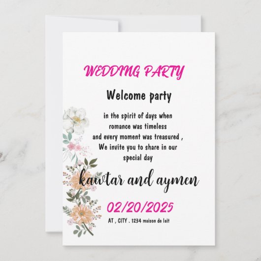 card wedding invitation simple (Devant)